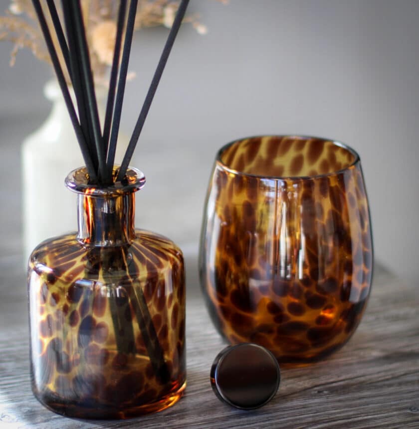 Animal Print Glass Reed Diffuser Amber