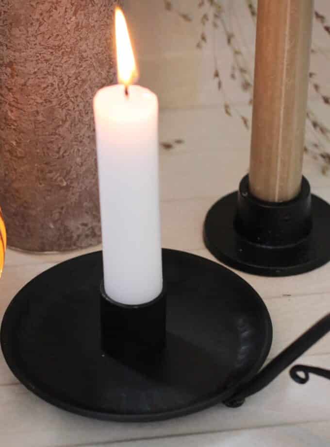 Black Handle Candle Holder Iron Rustic Chamberstick
