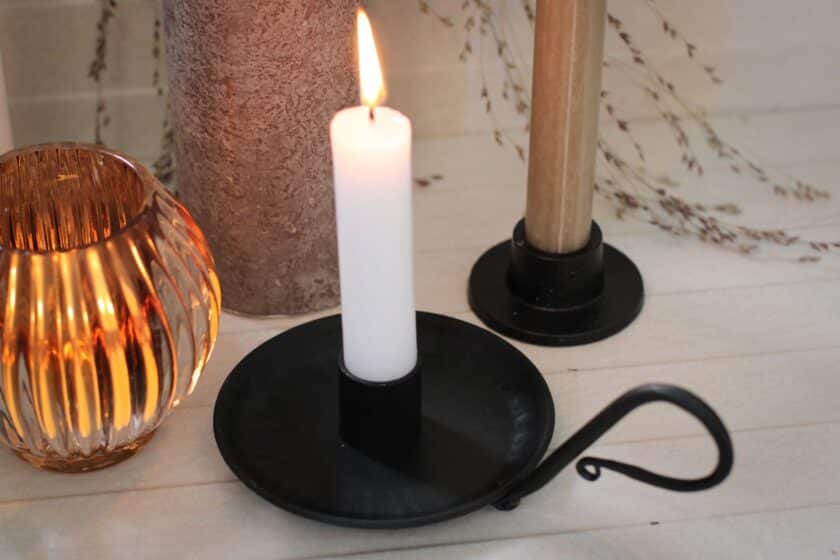 Black Handle Candle Holder Iron Rustic Chamberstick