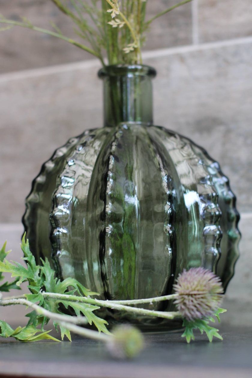 Green Glass Cactus Vase