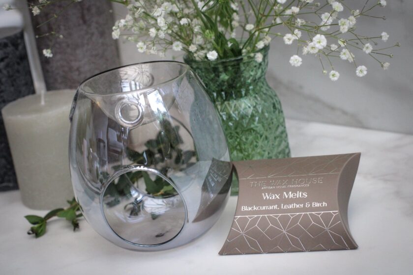 Grey Glass Wax Burner & Soy Wax Melt Gift Set