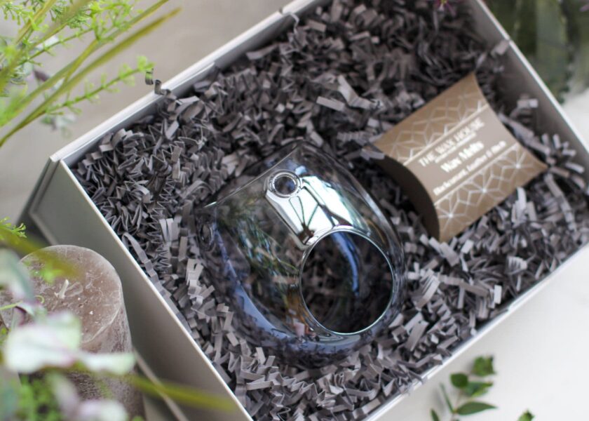 Grey Glass Wax Melt Burner & Soy Melt Gift Set