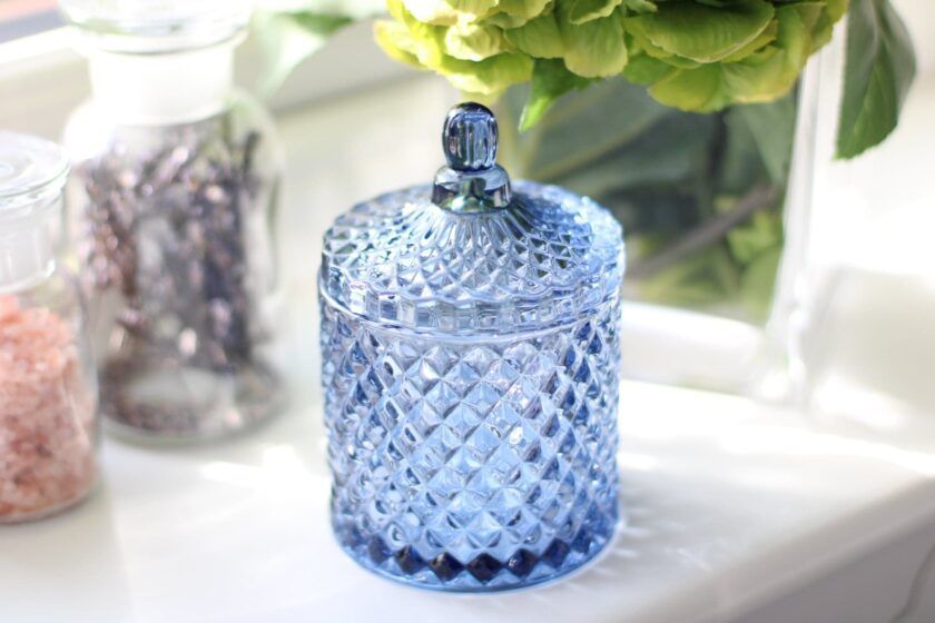 Light Blue Luxury Glass Soy Candle