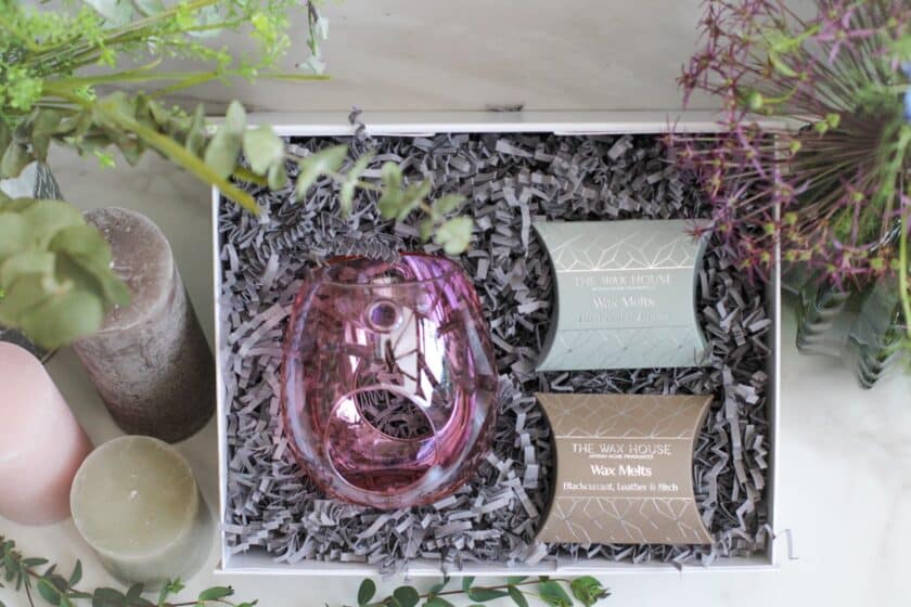 Pink Glass Burner & Soy Melts Gift Set