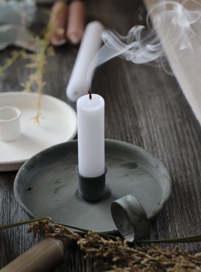 Wee Willie Winkie Traditional Grey Candle Holder