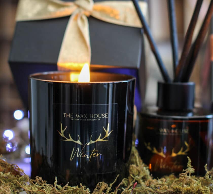 Winter Candle with Black Gift Box