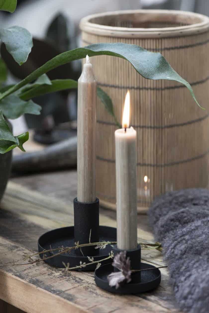 linen grey dinner candle